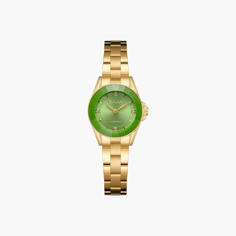OMAX Gold Tone Green Dial Women's Watch - Image 1